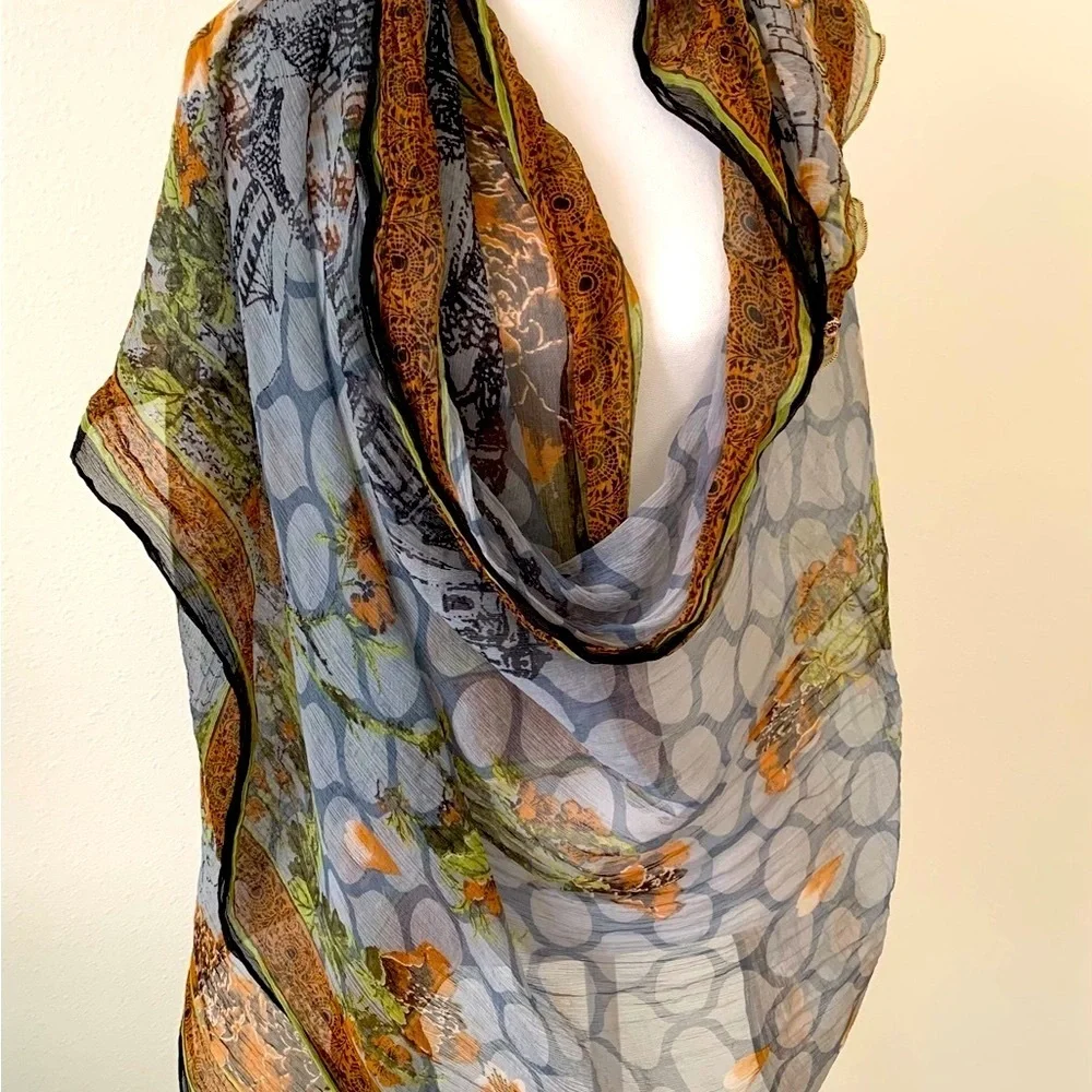 Floral and Cityscape Scarf